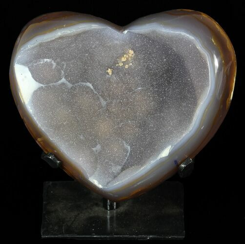 Polished, Agate Heart Filled with Druzy Quartz - Uruguay #62831
